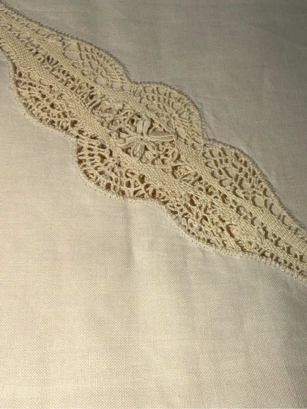 Vintage cotton linen cutwork battenburg lace formal tablecloth 84”x66” Victorian